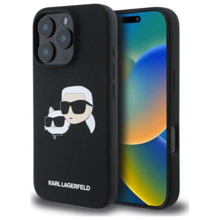 Kryt Karl Lagerfeld HEADS PRINT pro iPhone 16 Pro Max – černý