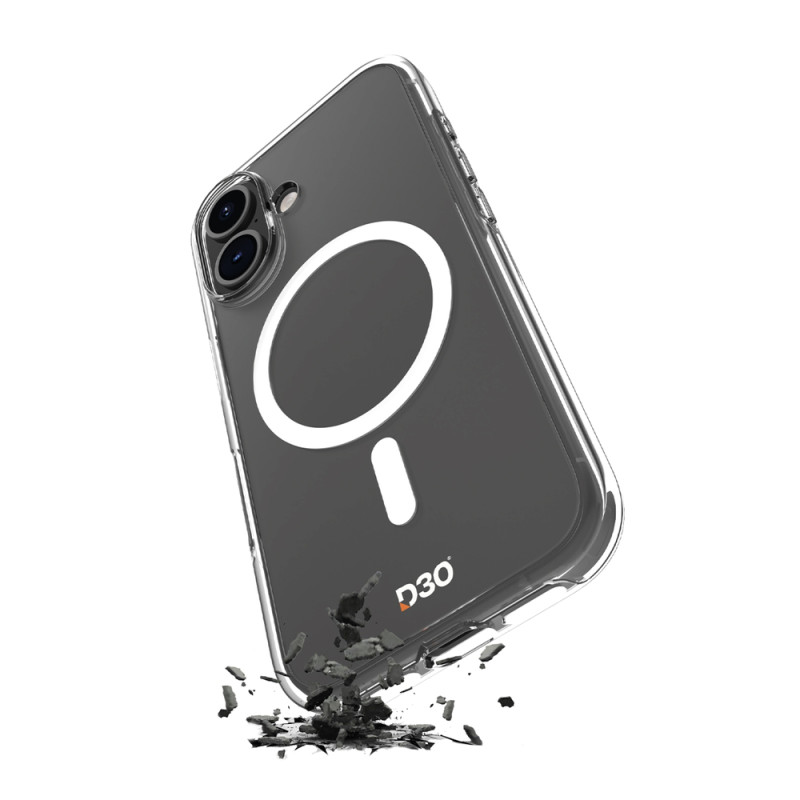 Kryt Puro IMPACT CLEAR D3O MagSafe pro iPhone 16 - transparentní