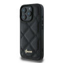 Pouzdro GUESS Quilted Metal Logo iPhone 16 Pro - černé