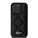 Pouzdro GUESS Quilted Metal Logo iPhone 16 Pro - černé