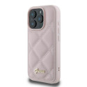 Kryt Guess Quilted Metal Logo iPhone 16 Pro - růžová