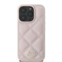 Kryt Guess Quilted Metal Logo iPhone 16 Pro - růžová