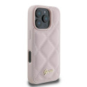 Kryt Guess Quilted Metal Logo iPhone 16 Pro - růžová