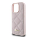 Kryt Guess Quilted Metal Logo iPhone 16 Pro - růžová
