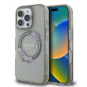 Pouzdro Guess IML Flowers Wreath iPhone 16 Pro - černé
