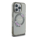 Pouzdro Guess IML Flowers Wreath iPhone 16 Pro - černé