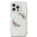 Kryt Guess IML FLOWERS MagSafe pro iPhone 16 Pro - clear
