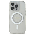 Kryt Guess IML Rhinestones MagSafe iPhone 16 Pro - bílý