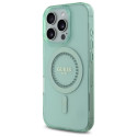 Kryt Guess IML Rhinestones MagSafe pro iPhone 16 Pro - zelený