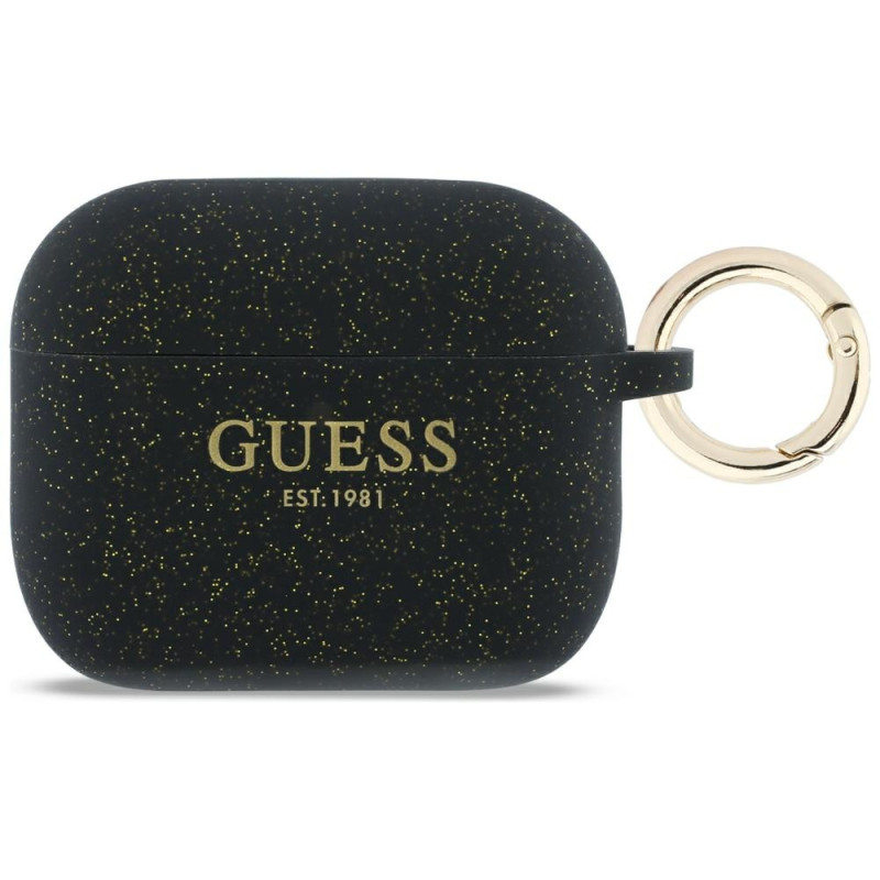 Kryt/pouzdro Guess Silicone Glitter Ring Case pro AirPods Pro 3 - černá