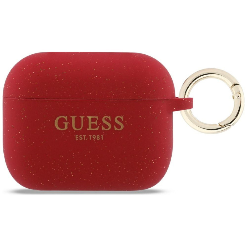 Kryt Guess Silicone Glitter Ring Case pro AirPods Pro (3rd generation) - red a glitter
