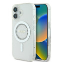 Kryt Guess IML Rhinestones MagSafe pro iPhone 16 - bílý
