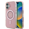 Kryt Guess IML Rhinestones MagSafe pro iPhone 16 - růžový