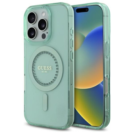 Kryt Guess IML Rhinestones MagSafe pro iPhone 16 Pro Max