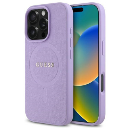 Kryt Guess SAFFIANO MagSafe pro iPhone 16 Pro Max - fialová