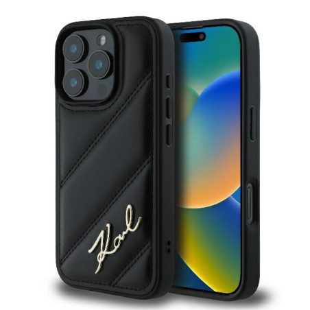 Kryt Karl Lagerfeld QUILTED SIGNATURE iPhone 16 Pro - černý
