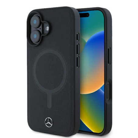 Kryt Mercedes Plain Smooth Leather pro iPhone 16 černý