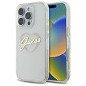 Kryt Guess IML Heart pro iPhone 16 Pro - transparentní