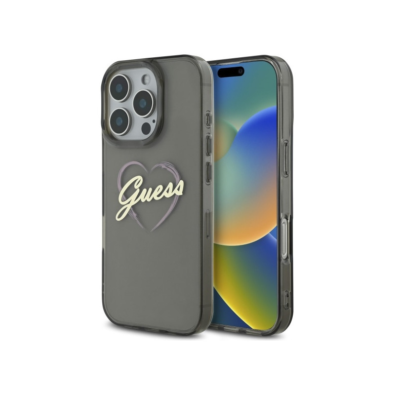 Kryt Guess IML Heart pro iPhone 16 Pro Max - černý
