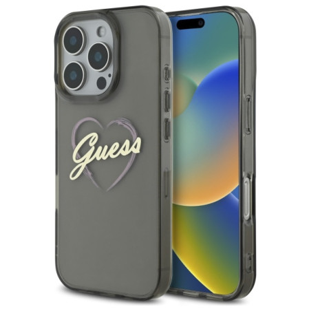Kryt Guess IML Heart pro iPhone 16 Pro Max - černý