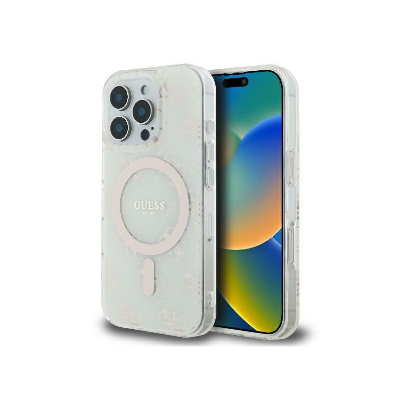 Kryt Guess IML 4G Background MagSafe pro iPhone 16 Pro - white