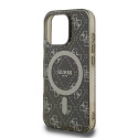 Kryt Guess IML 4G Background MagSafe pro iPhone 16 Pro - hnědý