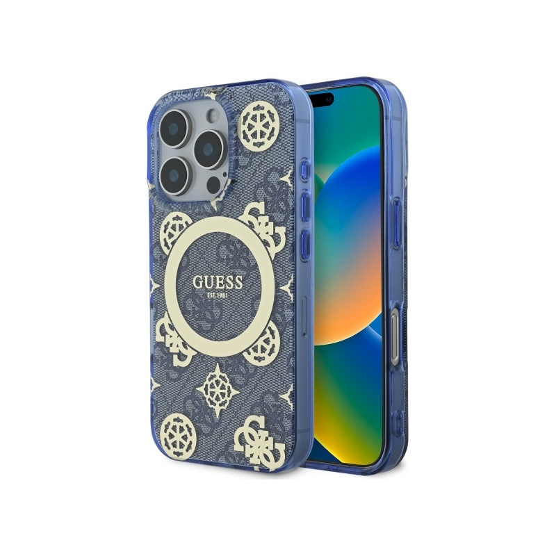 Kryt Guess Peony On 4G Background pro iPhone 16 Pro - blue