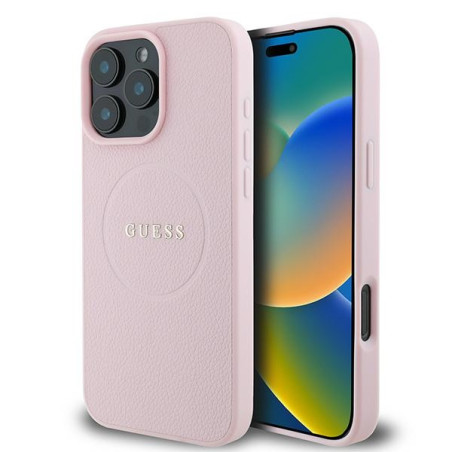Kryt Guess Grained Ring iPhone 16 Pro - růžová