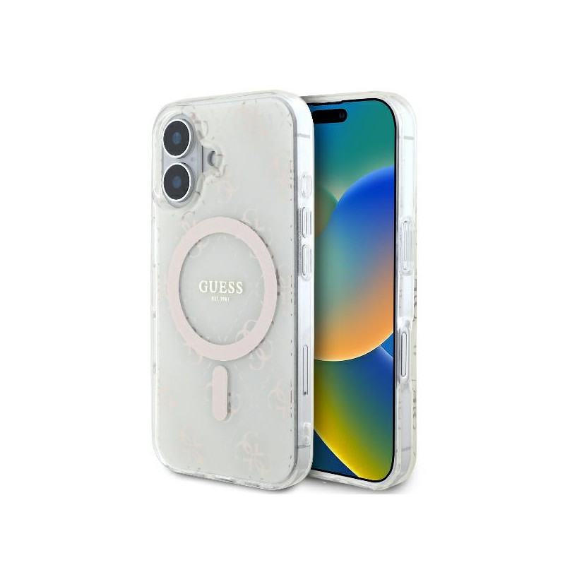 Kryt Guess IML 4G Background MagSafe pro iPhone 16 Plus - bílá