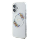 Kryt Guess IML Flowers MagSafe pro iPhone 16 Plus - clear