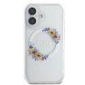 Kryt Guess IML Flowers MagSafe pro iPhone 16 Plus - clear