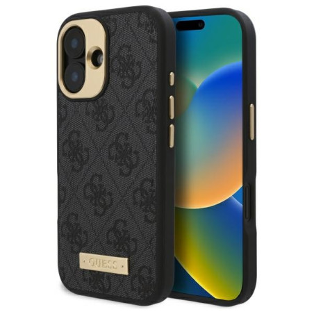 Kryt Guess 4G Logo Plate pro iPhone 16 Plus černý