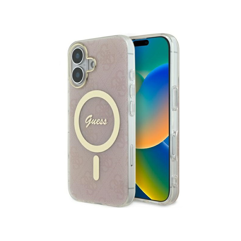 Kryt Guess IML 4G MagSafe pro iPhone 16 - růžový