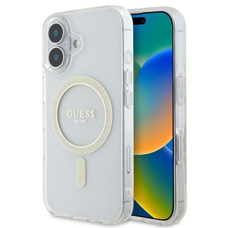Kryt Guess IML Glitter Circle pro iPhone 16 - clear