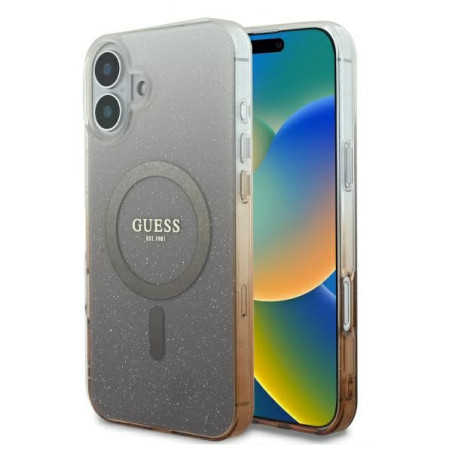 Kryt Guess IML Glitter Gradient pro iPhone 16 - brown