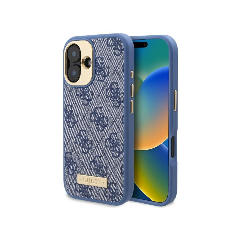 Kryt Guess 4G LOGO PLATE pro iPhone 16 - modrý
