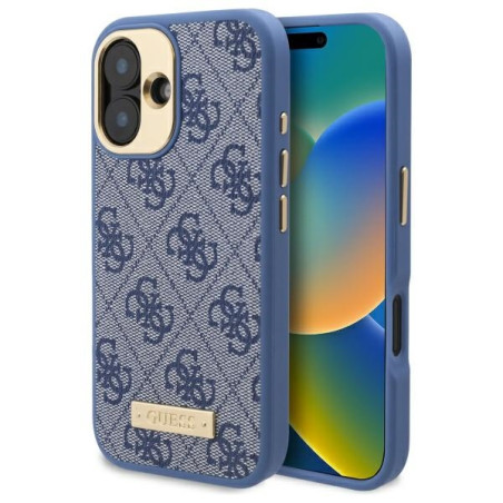 Kryt Guess 4G LOGO PLATE pro iPhone 16 - modrý