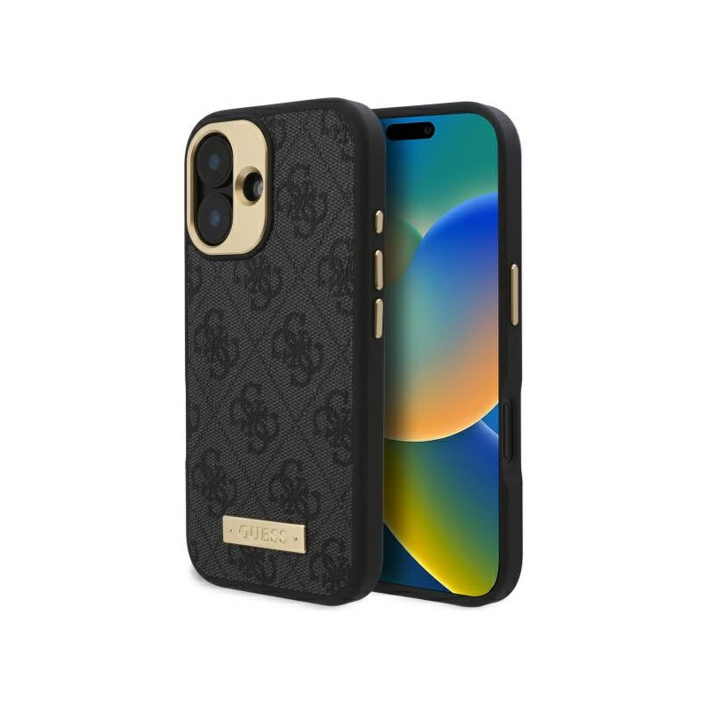 Kryt Guess 4G LOGO PLATE pro iPhone 16 - black