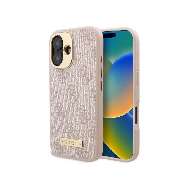 Kryt Guess 4G Logo Plate pro iPhone 16 - růžová