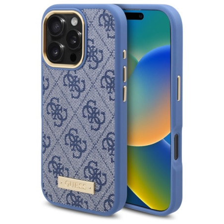 Kryt Guess 4G Logo Plate MagSafe iPhone 16 Pro Max - modrý