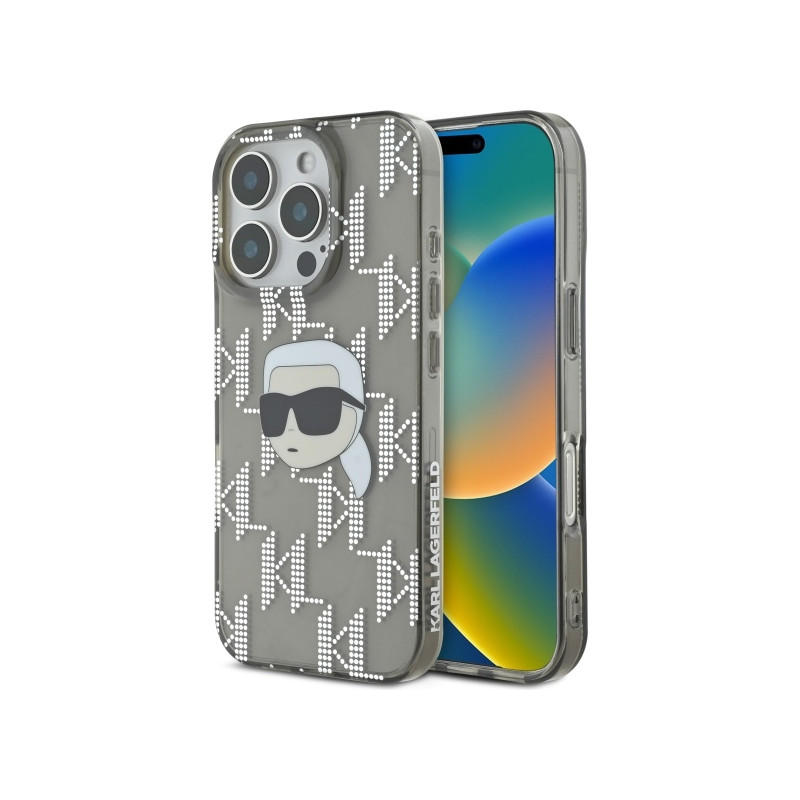 Kryt Karl Lagerfeld IML Karl Head Electroplated pro iPhone 16 Pro - černý