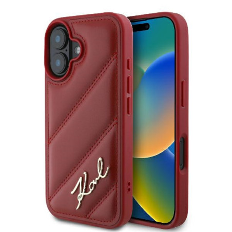 Kryt Karl Lagerfeld DIAGONAL QUILTED SCRIPT iPhone 16 - červený