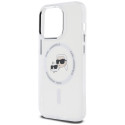 Kryt Karl Lagerfeld IML Metal Karl & Choupette iPhone 14 Pro - bílý