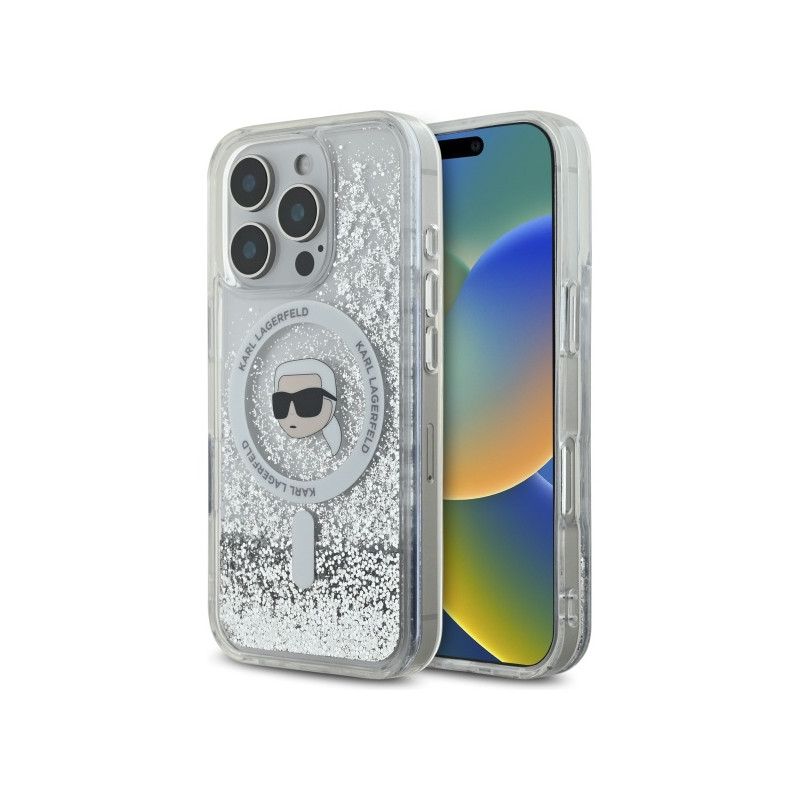Kryt Karl Lagerfeld LIQUID GLITTER pro iPhone 16 Pro - clear