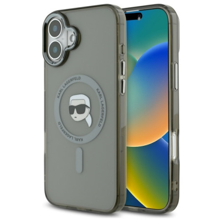 Kryt Karl Lagerfeld IML Metal Karl Head iPhone 16 Plus černý