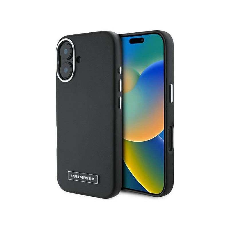 Kryt Karl Lagerfeld FW Metal Plate pro iPhone 16 Plus - černý