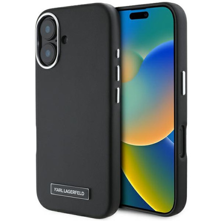 Kryt Karl Lagerfeld FW Metal Plate iPhone 16 Plus černý