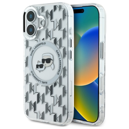 Kryt Karl Lagerfeld IML Monogram pro iPhone 16 - čirá
