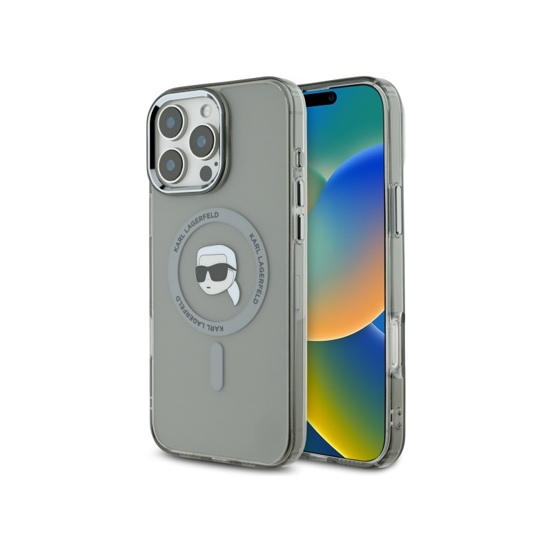 Kryt Karl Lagerfeld IML Metal Karl Head pro iPhone 16 Pro Max - černý
