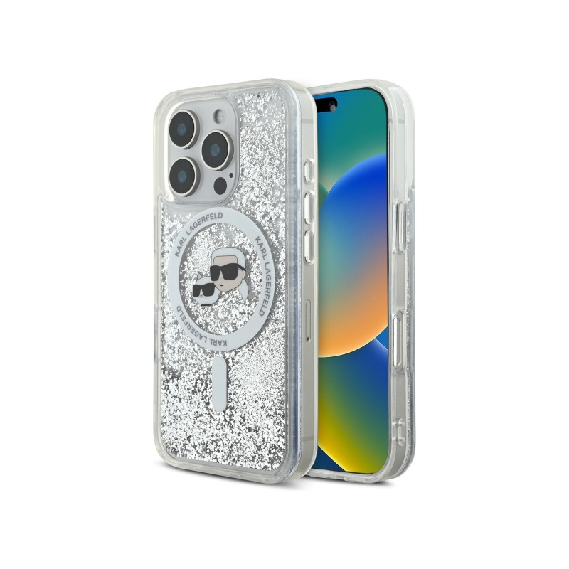 Kryt Karl Lagerfeld LIQUID GLITTER pro iPhone 16 Pro Max - čirý